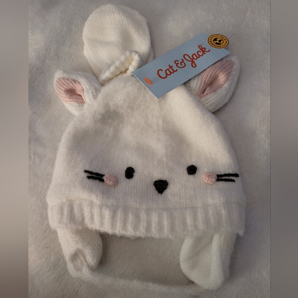 Cat jack 2 pc set hat and gloves